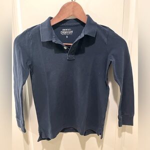 Boys Size 8 long-sleeve navy cotton polo from Crewcuts